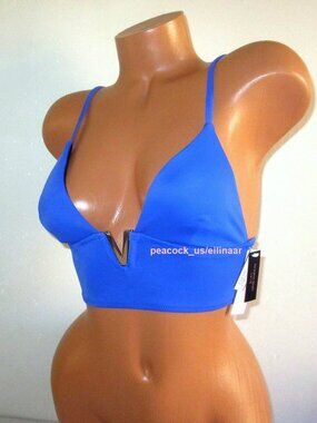 Victoria's Secret Swim Strappy Bikini Top LARGE Gold V 36C, 36D, 38B, 38C Blue